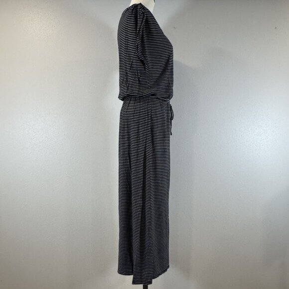 24/7 Maurices Women Size M Black White Striped Sleeveless Dress Drawstring Waist - Picture 4 of 15